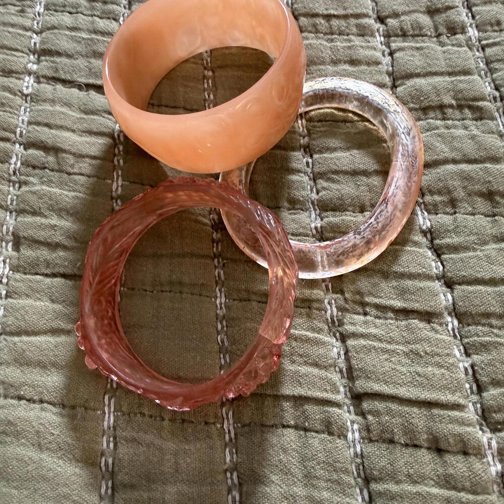Vintage‎ Boho/MCM Bracelets/Bangles Rose/Peach/Salmon hues. Lot of 3.